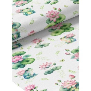  Tissu coton imprimé pour enfants Grenouille & Nénuphar  - Certifié Oeko-Tex® Mercerie des Princesses