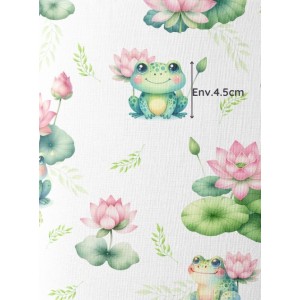  Tissu coton imprimé pour enfants Grenouille & Nénuphar  - Certifié Oeko-Tex® Mercerie des Princesses
