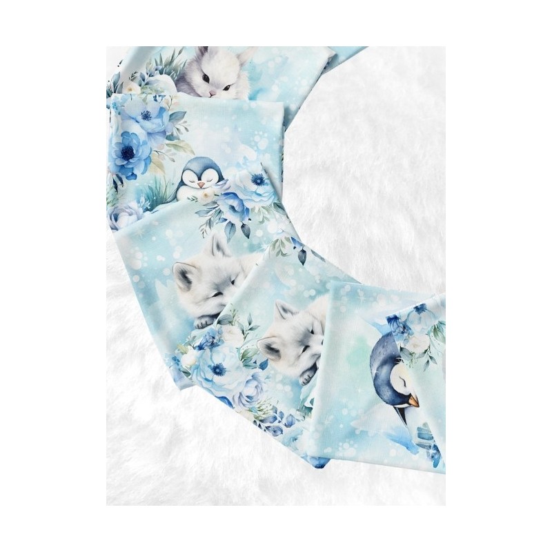 Coupon Lingettes Animaux de l'Arctique coton imprimé à réaliser soi-même  - Certifié Oeko-Tex®
