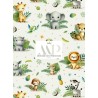  Tissu coton imprimé pour enfants Aventure de la Jungle Blanc- Certifié Oeko-Tex® Mercerie des Princesses