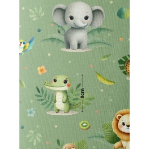  Tissu coton imprimé pour enfants Aventure de la Jungle Vert- Certifié Oeko-Tex® Mercerie des Princesses