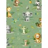  Tissu coton imprimé pour enfants Aventure de la Jungle Vert- Certifié Oeko-Tex® Mercerie des Princesses