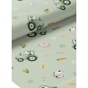  Tissu coton imprimé pour enfants Tracteurs dans les champ Verts  - Certifié Oeko-Tex® Mercerie des Princesses