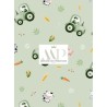  Tissu coton imprimé pour enfants Tracteurs dans les champ Verts  - Certifié Oeko-Tex® Mercerie des Princesses