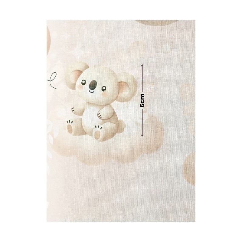 Tissu coton imprimé pour enfants Petits Koalas Beige- Certifié Oeko-Tex® Mercerie des Princesses