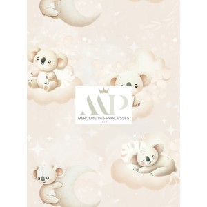  Tissu coton imprimé pour enfants Petits Koalas Beige- Certifié Oeko-Tex® Mercerie des Princesses