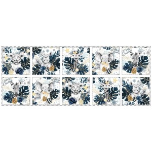 Panneau Lingettes Savane bleu et or