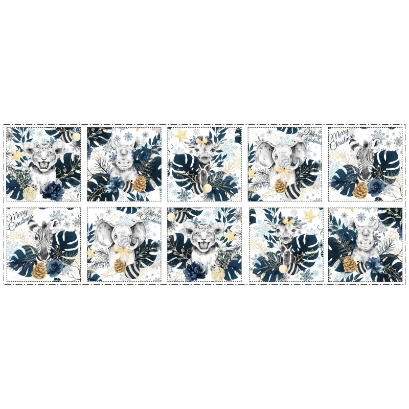 Panneau Lingettes Savane bleu et or