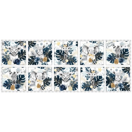 Panneau Lingettes Savane bleu et or