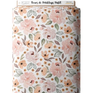 Tissu coton imprimé Fleurs de Printemps Pastel - Certifié Oeko-Tex® Mercerie des Princesses