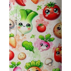  Tissu coton imprimé Petits Légumes Kawaii- Certifié Oeko-Tex® Mercerie des Princesses