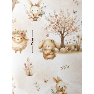  Tissu coton imprimé pour enfants Moutons & Lapins  - Certifié Oeko-Tex® Mercerie des Princesses