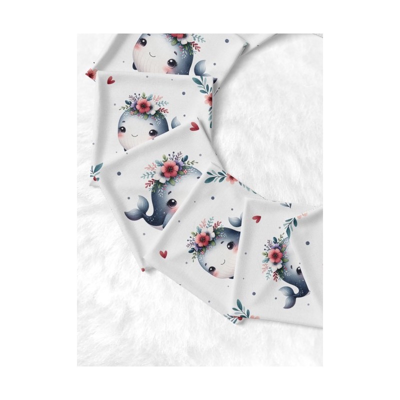 Coupons Lingettes Baleines coton imprimé à réaliser soi-même  - Certifié Oeko-Tex®