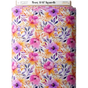 Tissu coton imprimé Fleurs D'été - Certifié Oeko-Tex® Mercerie des Princesses