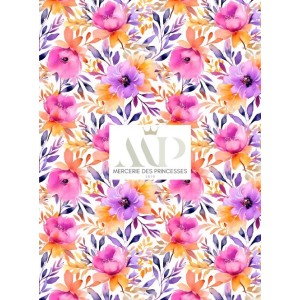  Tissu coton imprimé Fleurs D'été - Certifié Oeko-Tex® Mercerie des Princesses