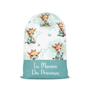  Tissu coton imprimé pour enfants Bébé Girafe Pastel Vert D'Eau - Certifié Oeko-Tex® Mercerie des Princesses
