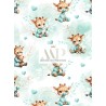  Tissu coton imprimé pour enfants Bébé Girafe Pastel Vert D'Eau - Certifié Oeko-Tex® Mercerie des Princesses