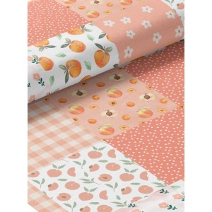  Tissu coton imprimé Patchwork Pêche - Certifié Oeko-Tex® Mercerie des Princesses