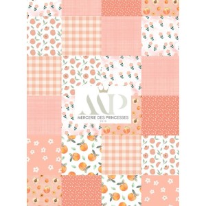  Tissu coton imprimé Patchwork Pêche - Certifié Oeko-Tex® Mercerie des Princesses