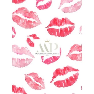  Tissu coton imprimé Bisous - Certifié Oeko-Tex® Mercerie des Princesses