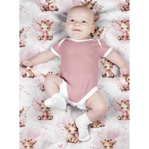  Tissu coton imprimé pour enfants Bébé Girafe Pastel Vieux Rose - Certifié Oeko-Tex® Mercerie des Princesses