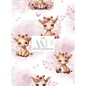  Tissu coton imprimé pour enfants Bébé Girafe Pastel Vieux Rose - Certifié Oeko-Tex® Mercerie des Princesses