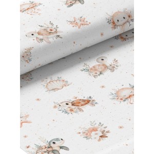  Tissu coton imprimé Tortue & Méduse - Certifié Oeko-Tex® Mercerie des Princesses