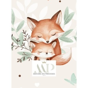  Tissu coton imprimé Renarde et son petit - Certifié Oeko-Tex® Mercerie des Princesses