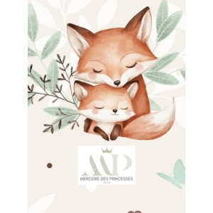  Tissu coton imprimé Renarde et son petit - Certifié Oeko-Tex® Mercerie des Princesses