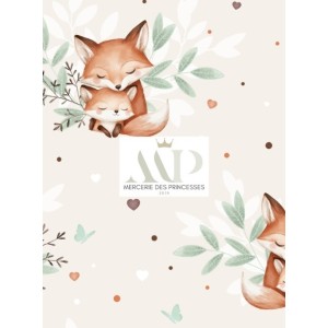  Tissu coton imprimé Renarde et son petit - Certifié Oeko-Tex® Mercerie des Princesses