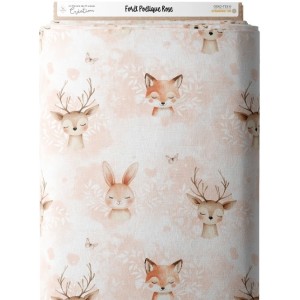 Tissu coton imprimé Forêt Poétique Rose - Certifié Oeko-Tex® Mercerie des Princesses
