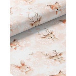  Tissu coton imprimé Forêt Poétique Rose - Certifié Oeko-Tex® Mercerie des Princesses