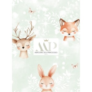  Tissu coton imprimé Forêt Poétique Vert - Certifié Oeko-Tex® Mercerie des Princesses