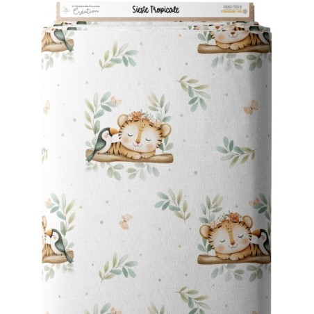 Tissu coton imprimé Sieste Tropicale - Certifié Oeko-Tex® Mercerie des Princesses