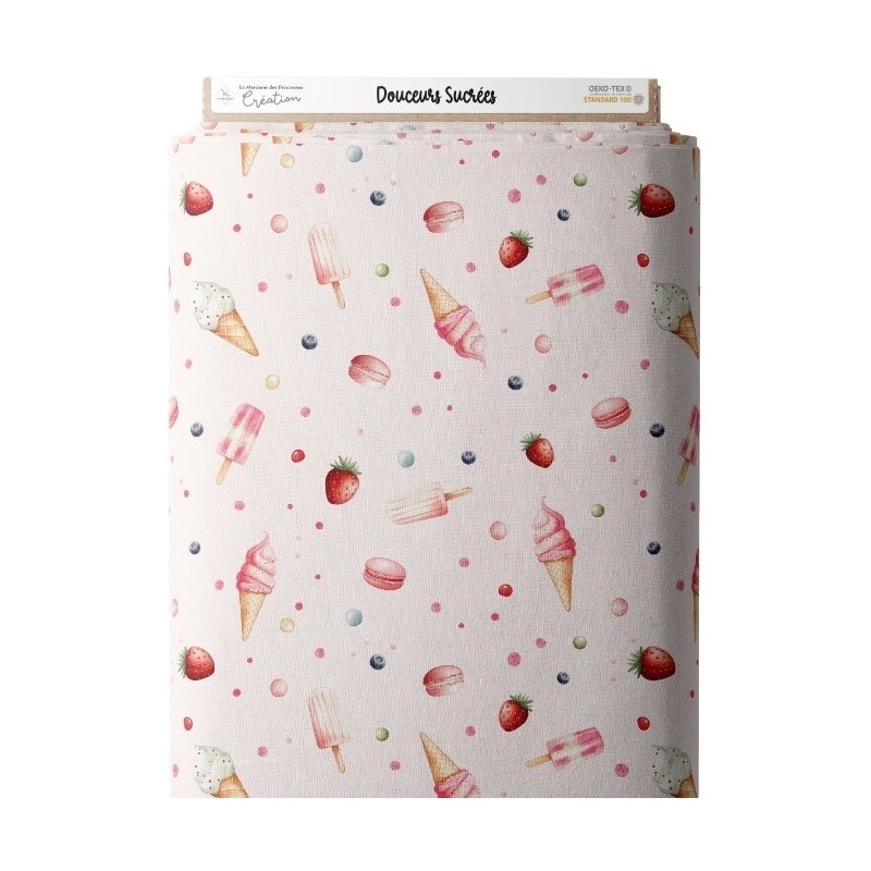 Tissu coton imprimé Douceurs Sucrées - Certifié Oeko-Tex® Mercerie des Princesses