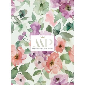  Tissu coton imprimé Bouquet de Printemps - Certifié Oeko-Tex® Mercerie des Princesses