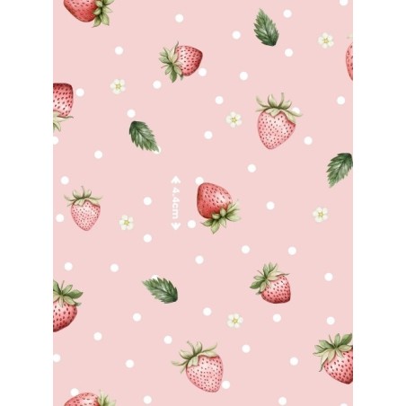 Tissu coton imprimé Strawberry - Certifié Oeko-Tex® Mercerie des Princesses