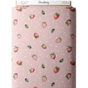  Tissu coton imprimé Strawberry - Certifié Oeko-Tex® Mercerie des Princesses