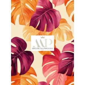  Tissu au mètre "Monstera Rose et Or" – Coton Oeko-Tex Mercerie des Princesses