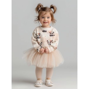  Tissu coton imprimé pour enfants Bébé Panda Pastel Pêche - Certifié Oeko-Tex® Mercerie des Princesses