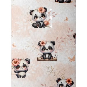  Tissu coton imprimé pour enfants Bébé Panda Pastel Pêche - Certifié Oeko-Tex® Mercerie des Princesses