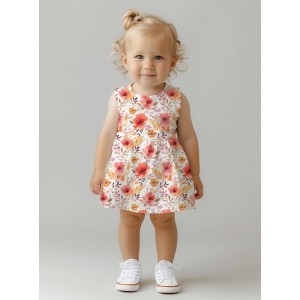  Tissu coton imprimé Fleurs Orangées Aquarelle - Certifié Oeko-Tex® Mercerie des Princesses