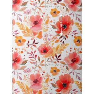 Tissu coton imprimé Fleurs Orangées Aquarelle - Certifié Oeko-Tex® Mercerie des Princesses