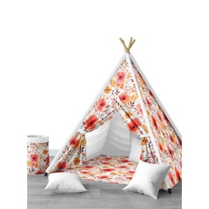  Tissu coton imprimé Fleurs Orangées Aquarelle - Certifié Oeko-Tex® Mercerie des Princesses