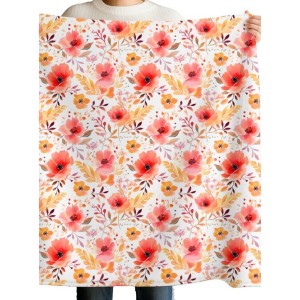  Tissu coton imprimé Fleurs Orangées Aquarelle - Certifié Oeko-Tex® Mercerie des Princesses