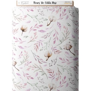  Tissu coton imprimé Fleurs De Coton - Certifié Oeko-Tex® Mercerie des Princesses