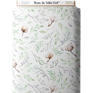  Tissu coton imprimé Fleurs De Coton - Certifié Oeko-Tex® Mercerie des Princesses