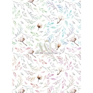  Tissu coton imprimé Fleurs De Coton - Certifié Oeko-Tex® Mercerie des Princesses