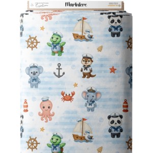 Tissu coton imprimé pour enfants Marinière - Certifié Oeko-Tex® Mercerie des Princesses