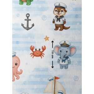  Tissu coton imprimé pour enfants Marinière - Certifié Oeko-Tex® Mercerie des Princesses